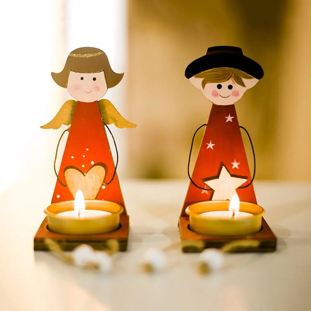 

Metal Wooden Angle Doll Candle Holders Candlestick Candle Holder Candle Stand Christmas Decoration for Home Party Home Decor