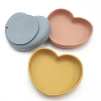 High Quality Silicone Feeding Solid Food Plates Dining Appliance Heart-Shaped Bowl With Suction Cup Children's Tableware 1