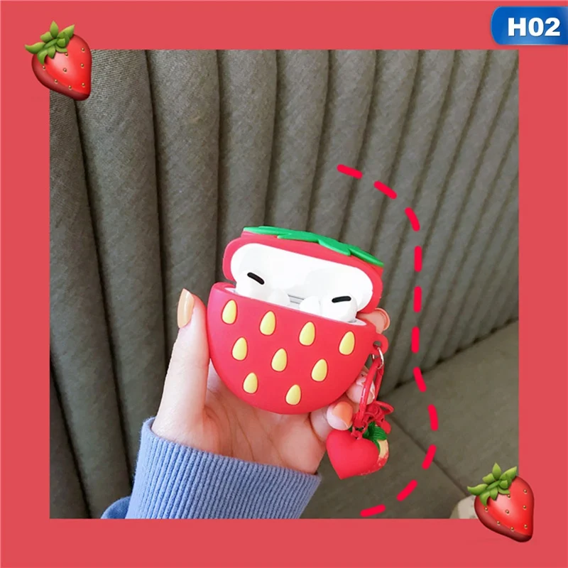 for airpods 3 Персональный клубничный 3D чехол для Airpods Pro Милые силиконовые мягкие Аксессуары для наушников орнамент защитный чехол для Airpods 2 - Цвет: for airpods 3