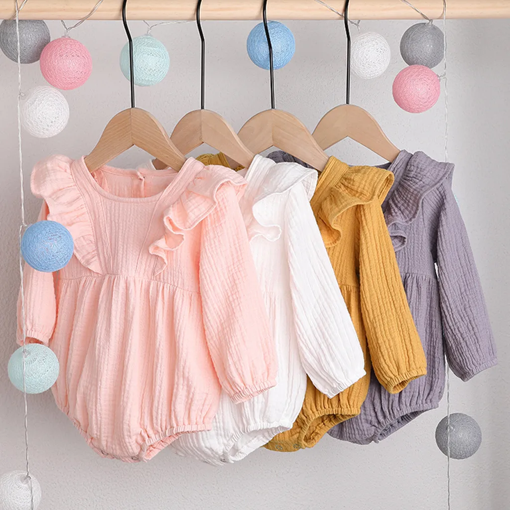 

Fashion Bodysuit For Baby Solid Full Sleeve Bodysuit For Newborn Baby Pullover O-neck Autumn Bodysuits For Infants Bebek Giyim