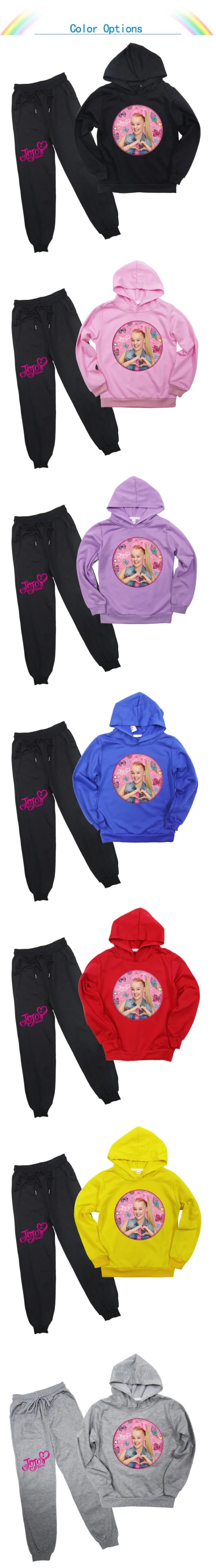 2 шт./компл. jojo Siwa», спортивный костюм для мальчиков и девочек, повседневные толстовки и штаны модный спортивный костюм Толстовки костюмы для подростков; нижнее белье