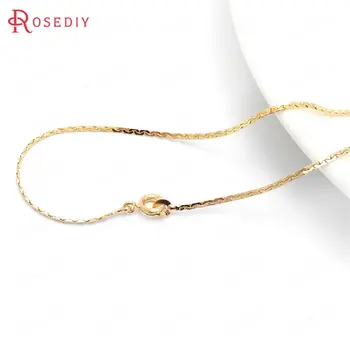 

(37883)2PCS 45CM 24K Champagne Gold Color Copper with Round Spring Clasps Finished Necklace Chains Jewelry Making Supplies