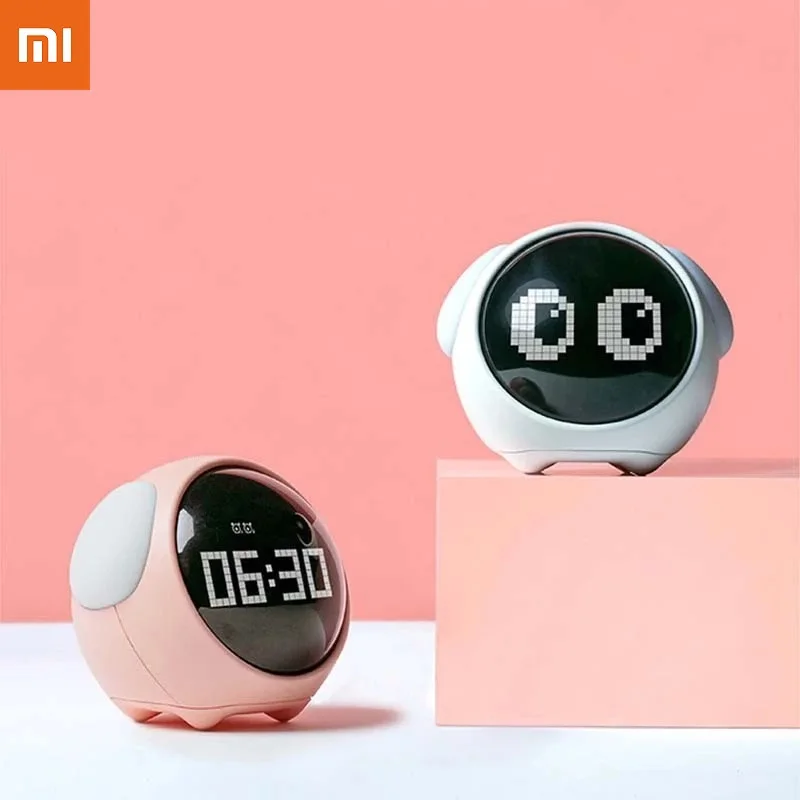 Xiaomi Youpin Cute Expression Alarm Clock Multi Function Digital LED Voice Controlled Light Bedside Thermometer For Home | Электроника