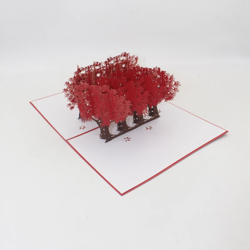 3D ручной работы красные кленовые ветки лесная бумага приглашения открытки