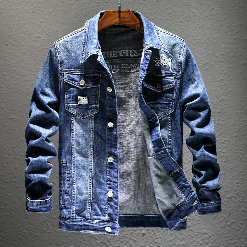 

MEN'S Denim Jacket Elasticity Jeans Coat Korean-style Slim Models Cowboy Coat