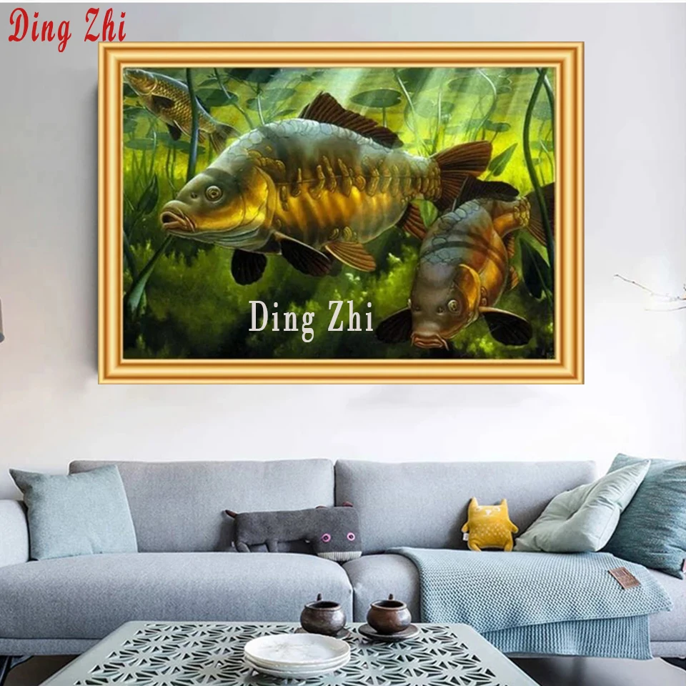 5d Diamond Painting Leisurely Fishing Project Diamond Embroidery Animal  Carp Art Mosaic Picture For Living Room Cuadros Decor - Diamond Painting  Cross Stitch - AliExpress