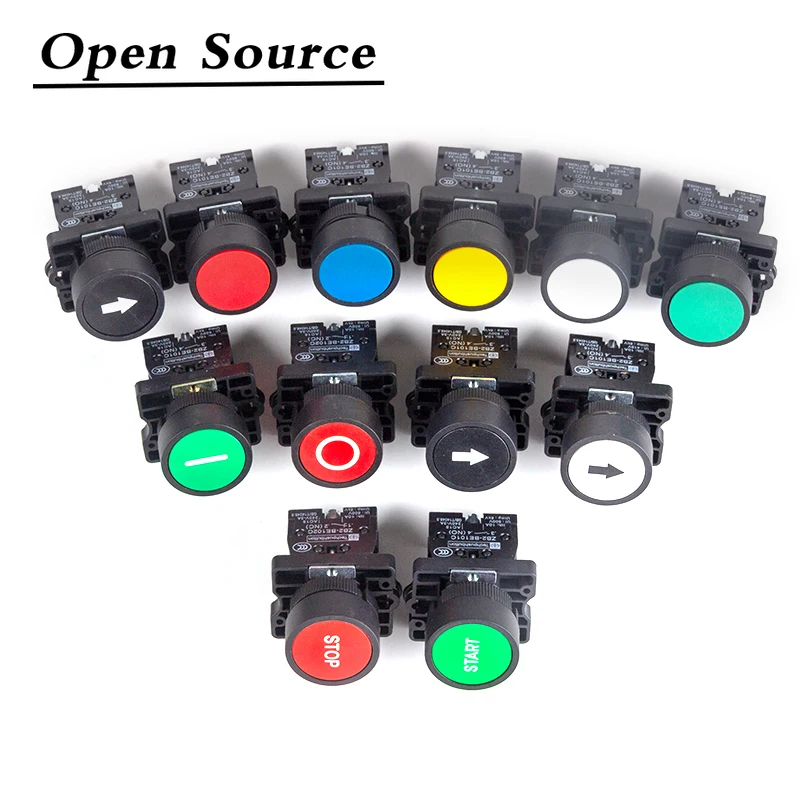 22Mm Xb2-Ea Interruttore A Pulsante In Plastica Start / Stop Freccia Bianca/Nera 10A/415V Auto-Reset/Simbolo Momentaneo Interruttore A Pulsante