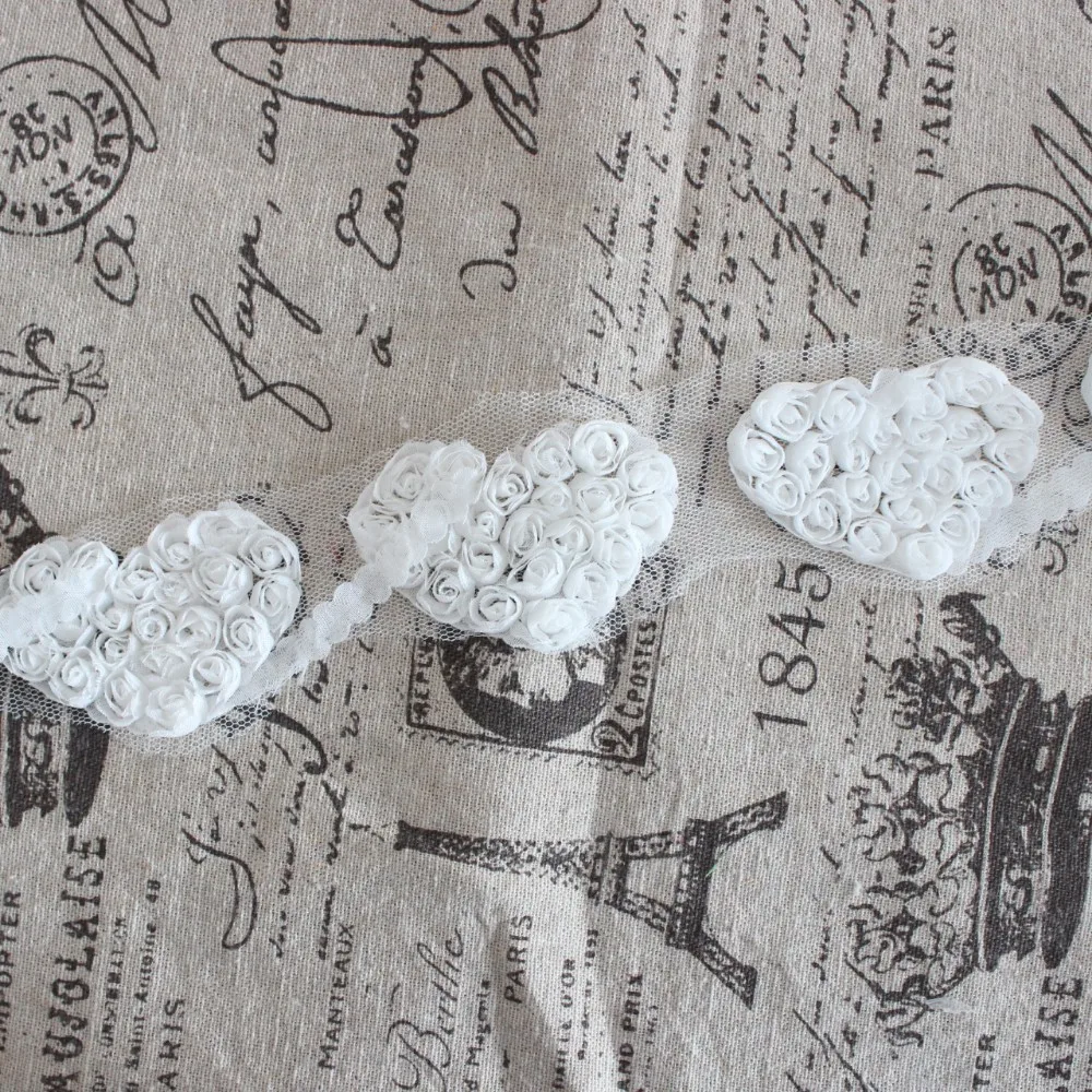 Rosette heart flower trim shabby flower trim chiffon heart flower hair accessories (7)