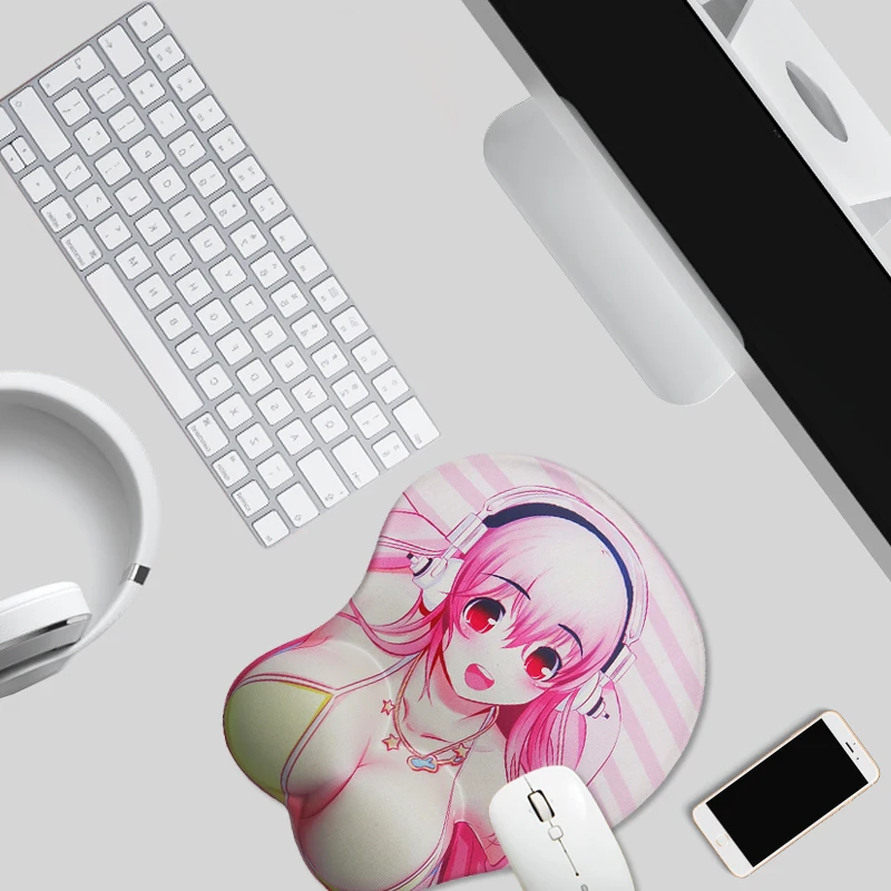 3D мультфильм аниме сексуальная грудь силиконовый коврик для мыши подставка для запястья