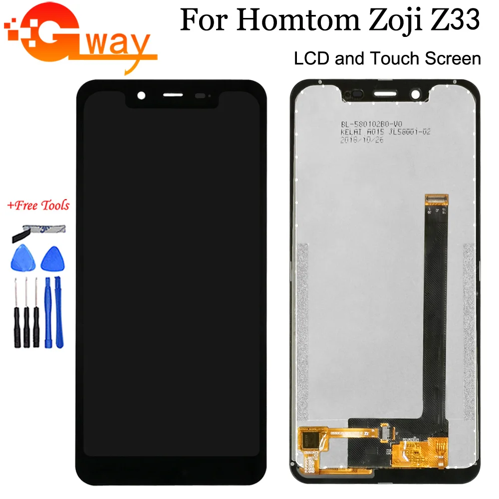 

Black For 5.85" Homtom Zoji Z33 LCD Display+Touch Screen Digitizer Assembly For Zoji Z33 Phone Accessory With Tools+Adhesive