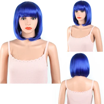 

12'' Short Hair Bob Wig with Bangs Natural Fashion Cute Heat Resistant Synthetic Bob Wigs for Daily Party Cosplay Halloween