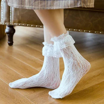 

Japanese Harajuku Kawaii Silk Socks Nylon Lace Summer Fashion Socks Women White Swans Breathe Freely Cute Socks 12102