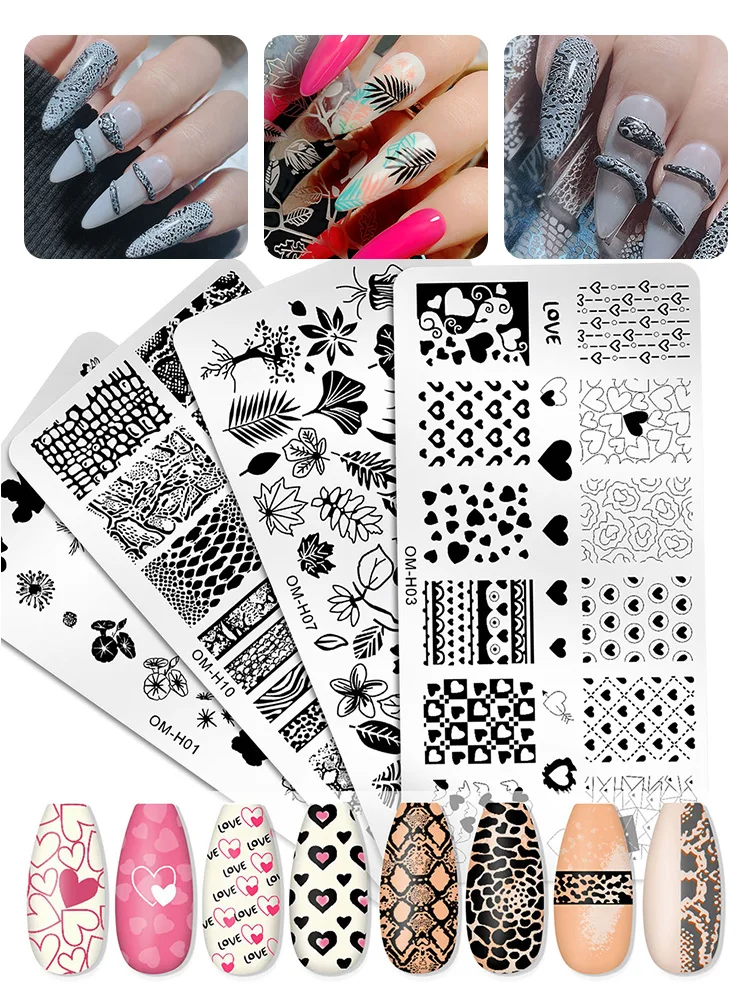 Nail Stickers Art Stamping Template Butterfly Leaves Floral Heart Stamp Plate Stencil Reusable Metal Manicure Nail Accessories
