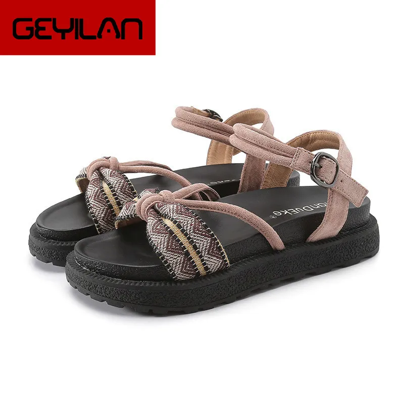 

Summer shoes woman Platform Sandals Women Soft Leather Casual Open Toe Gladiator wedges Trifle Mujer Women Shoes Flats rt67