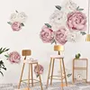 Autocollants muraux de fleurs de pivoine aquarelle, rose et blanc, décoration murale, pour chambre d'enfant, salon, chambre à coucher, pour la maison ► Photo 2/6