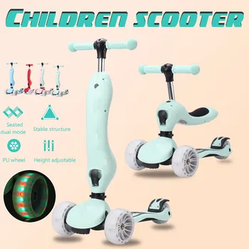 

Kids Scooter Car for Kids 2-6 Years Old Skater Surf Scooter Flash Wheel Folding 2 in 1 Scooter Baby Walker Outdoor Toys