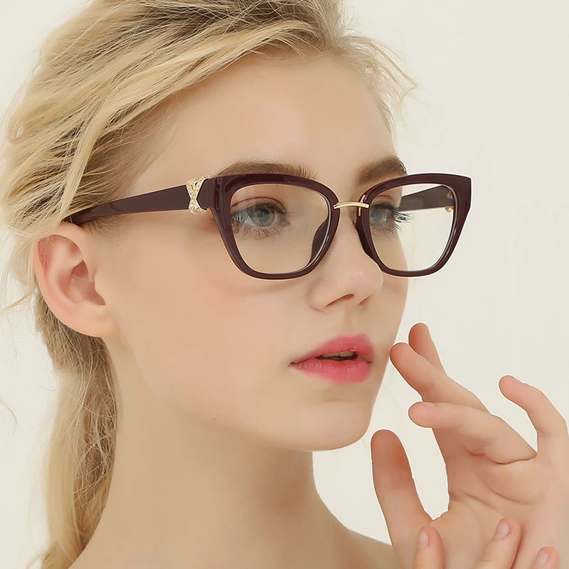 

RFOLVE Fashion Metal Accessory Women Cat Eye Eyeglasses Frame Acetate Material Non-optical Glasses Fashion Match Goggles RX376