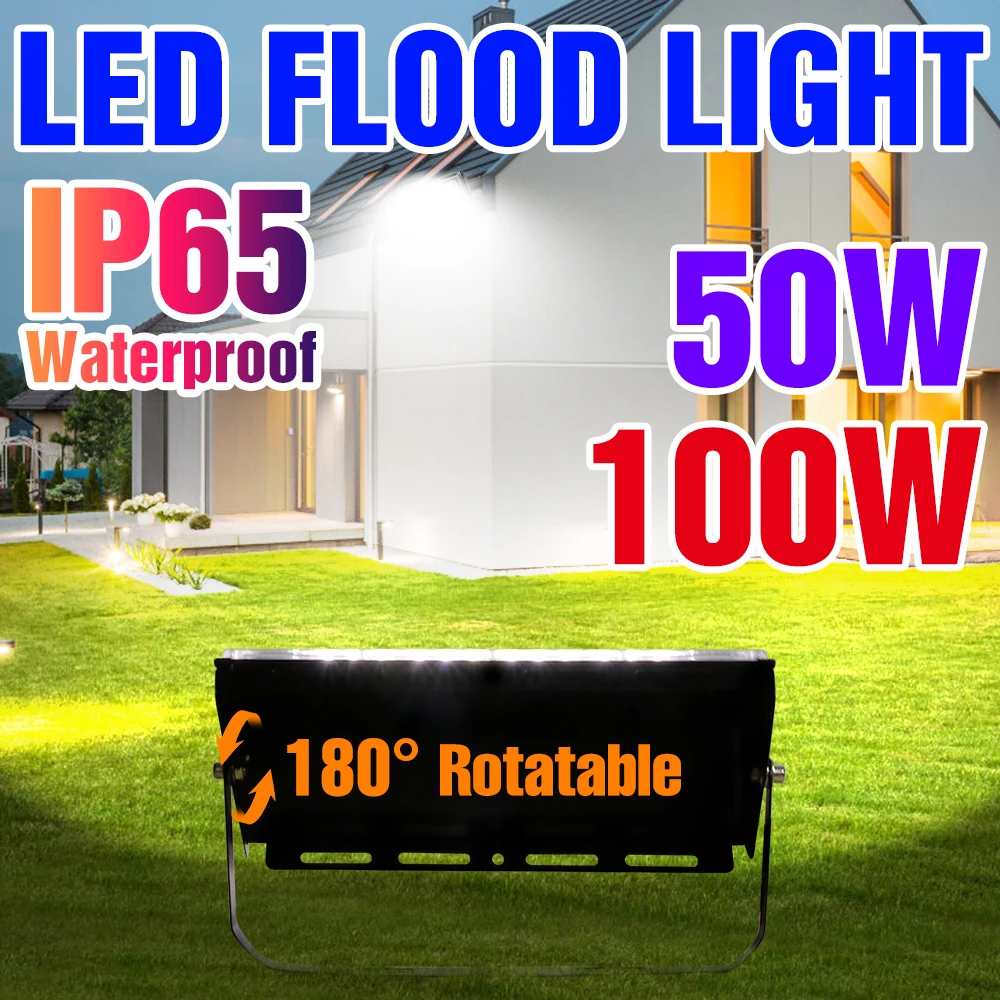 100W LED Flood Light 220V Outdoor Lamp IP65 Waterproof Street Lights 50W LED Courtyard Wall Lamp LED Floodlight Cold/Warm White