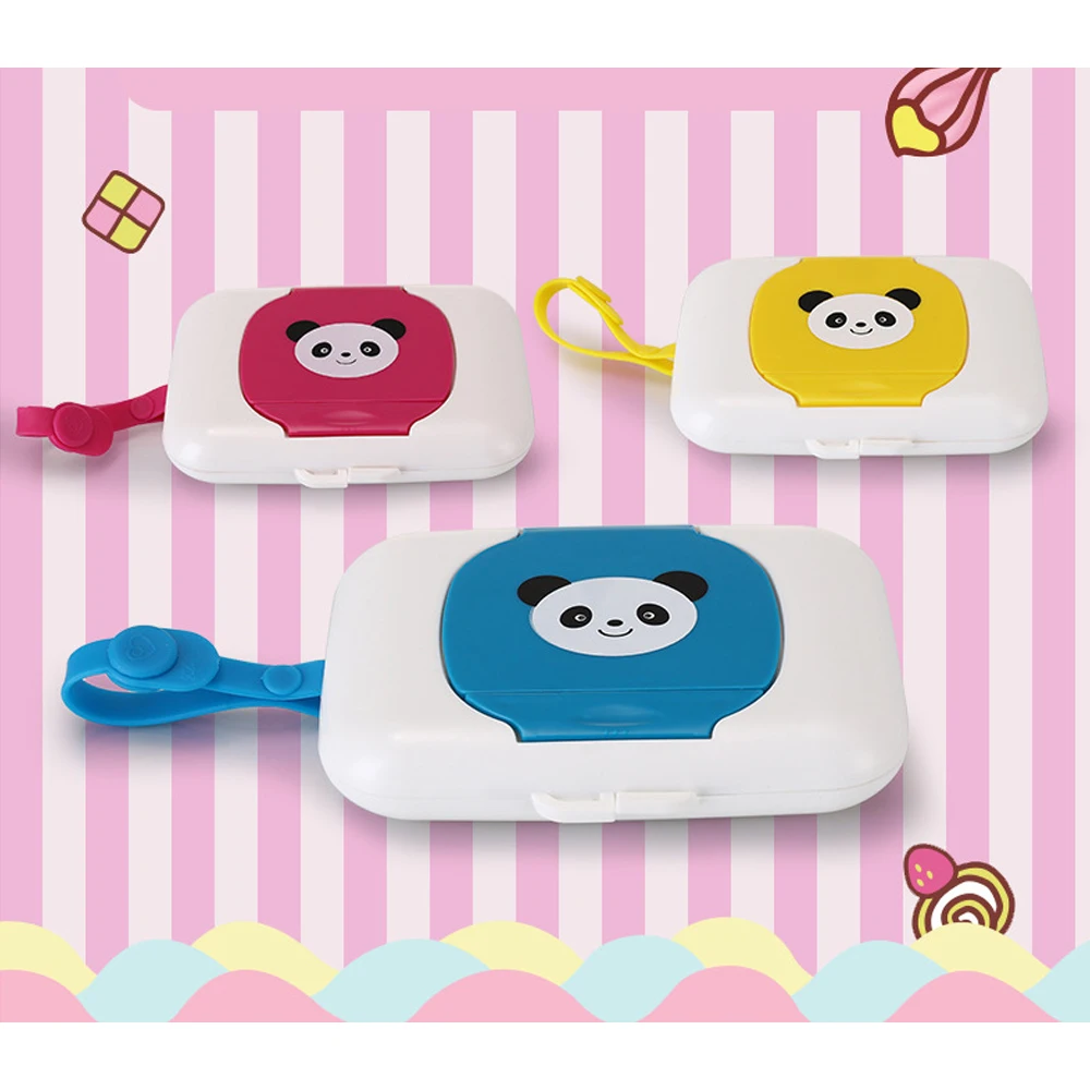 

Hot Cute Outdoor Travel Baby Newborn Kids Wipes Case Wet Wipe Box Dispenser For Stroller Portable Rope Lid Covered Tissue Boxes