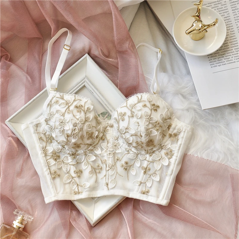 Amazing Body Shaper Bra Women Underwear Embroidery Lingerie Adjustable Strap Slimming Tank Top Removable Pad Corset Shapewear