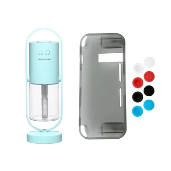 

1pcs Protective Case Cover with 8 Thumb Grips Caps Black & 1pcs Ultrasonic ProjectionAir Humidifier with LED Light Blue