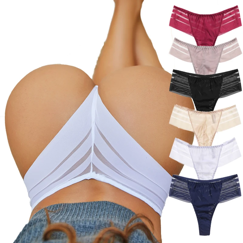 Seamless Women Thongs Panties Female Perspective Patchwork G-String Sexy Low Rise Underpants See Through Girl Intimates Lingerie 1