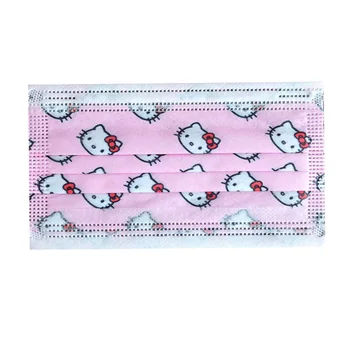 

20PCS Face Mask Kids Child Disposable 3 Layer Breathable Non Wovens Pink Print Cartoon Cat Pattern Mouth Mask