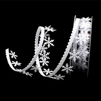 

New 5 Meters Snowflake Ribbons Diy Christmas Non Woven Lace Fabrics Ultrasonic Embossing Xmas Home Party Decorations Snowflake
