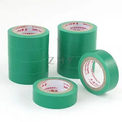 

10 Pcs 8mm Thickness Insulating Adhesive Electrical Tape 5M 16.4 Ft Green
