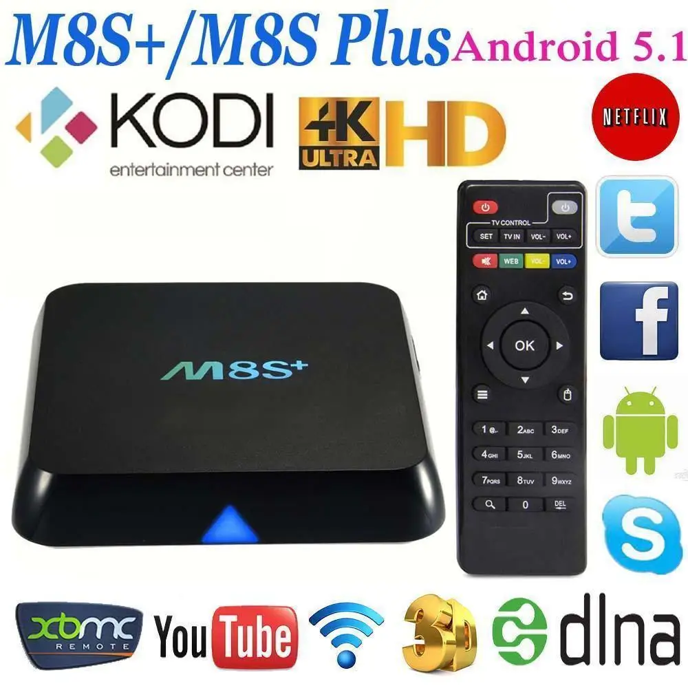 M 8s+ M 8s Plus Android5.1 четырехъядерный ТВ приставка медиа ко ди XB MC Wifi полная загрузка США