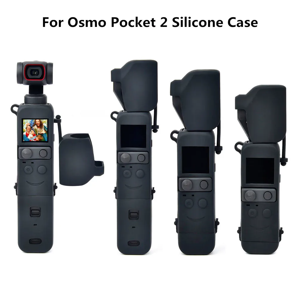 For DJI Osmo Pocket 2 5in1 Silicone Case Body Base Lens Hood Protective Cover Handheld Gimbal Camera Accessories | Электроника