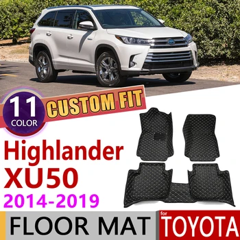 

Custom Leather Car Floor Mats for Toyota Highlander Kluger XU 50 XU50 2014~2019 7Seats Foot Pad Carpet Accessories 2015 2016