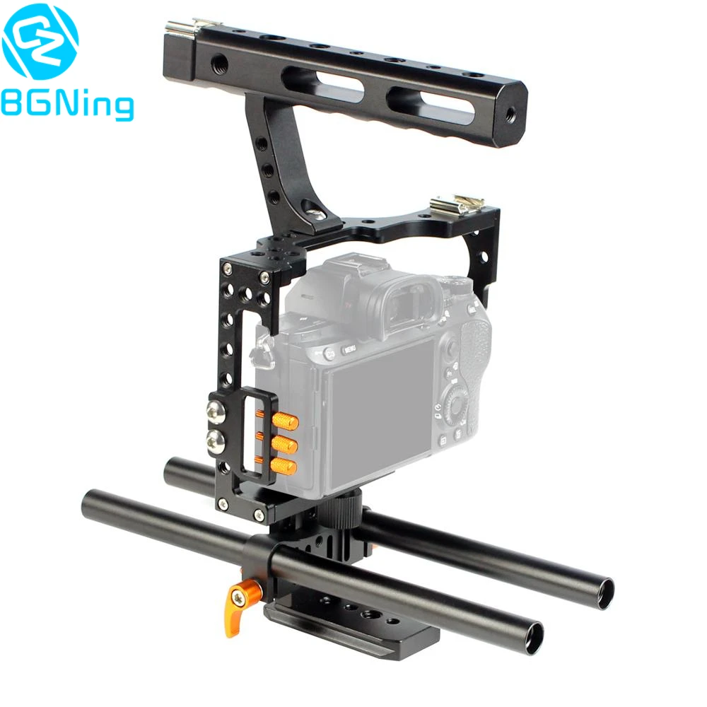 Стабилизатор для видеокамеры из алюминиевого сплава + ручка с верхней ручкой + стержень для Sony A7II A7R A7SII A6000 A6500 Panasonic GH4|Клетки для камер|   | АлиЭкспресс