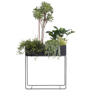 

Nordic simple room built-in shelf living room balcony plant ground frame flower stand iron green dill shelf