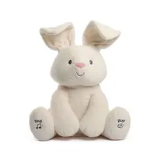 28cm brinquedos de pelúcia elétrica para crianças bonito coelho música boneca de pelúcia criativo brinquedo engraçado coelho cantando bonecas recheadas presentes de aniversário(China)