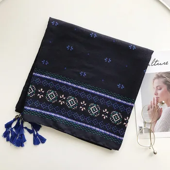 

New style cotton material Beach Shawl Women autumn and winter cotton Print silk scarf lady matching Flower Fashion quality scarf