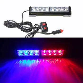 

8 LED Red Blue Car Police Dash Emergency Stobe Light Bar Warning Flashing Lamp