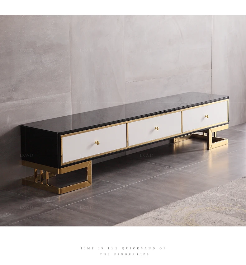 gold Stainless steel TV Stand modern Living Room marble coffee table + tv led monitor stand + 2 cabinet mueble tv cabinet mesa