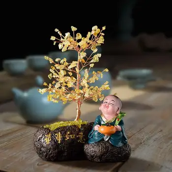 

Lucky natural crystal ornaments decorations home furnishings monk Feng Shui tree Money Tree