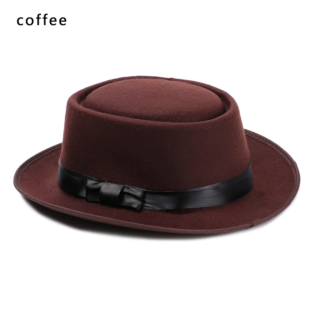 coffee 1 шт., осенне-зимняя винтажная фетровая шляпа, шерстяная джазовая Кепка с широкими полями, ковбойская шляпа, Панама для женщин и мужчин, аксессуары для танцевальной вечеринки - Цвет: coffee