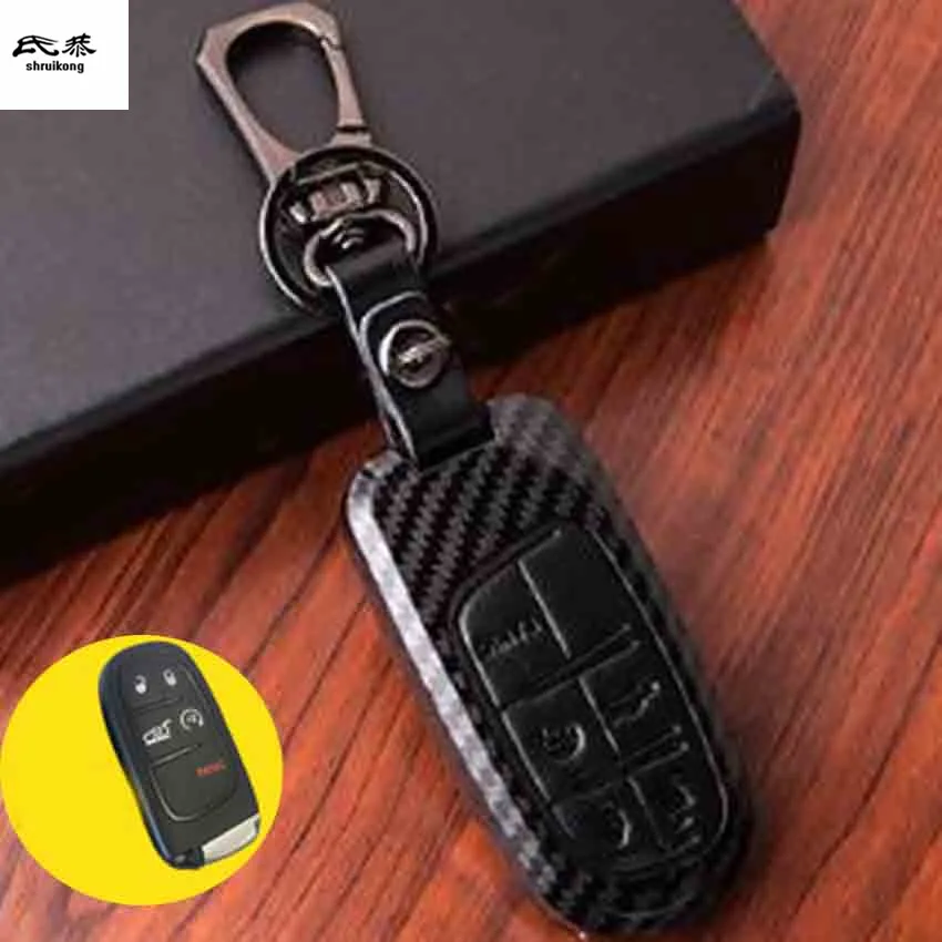 1 лот ABS углеродного волокна зерна ключи сумка чехол для Dodge Journey JCUV JEEP Renegade Grand Cherokee Компас - Название цвета: style 2