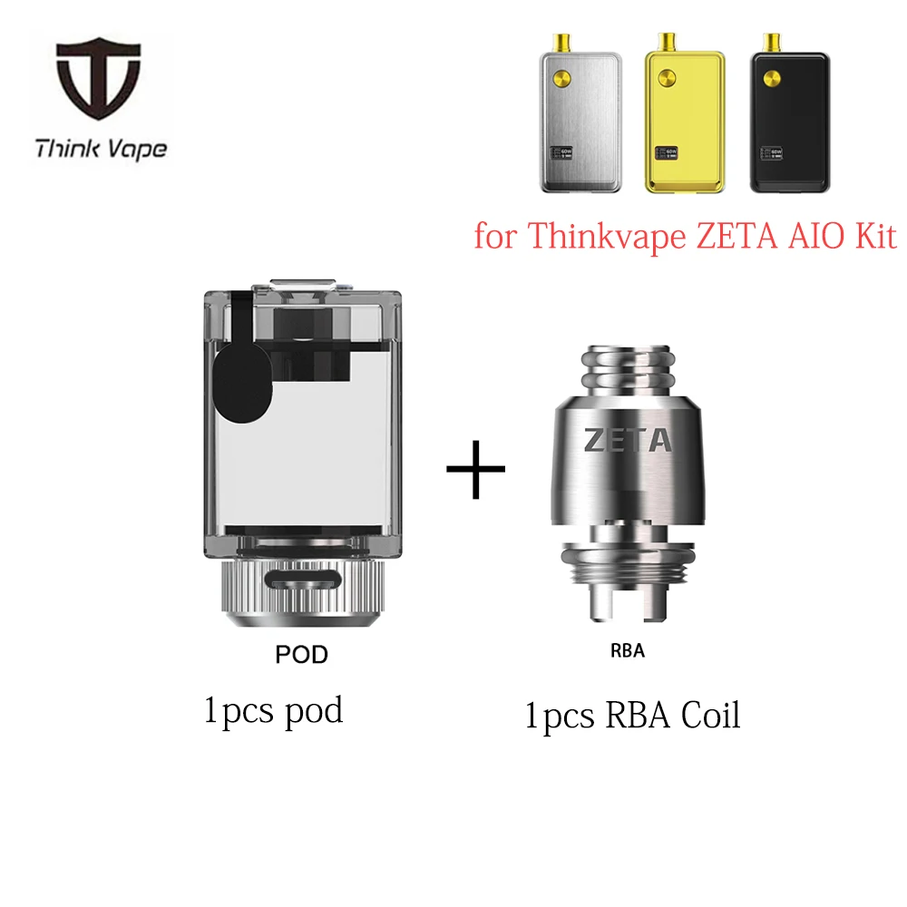 Goedkoop Gratis gift ZETA AIO RBA Coil ThinkVape ZETA AIO Pod Tank 3ML met 1.0ohm Regelmatige DC Spoel en 0.5ohm mesh Coil voor ZETA AIO Kit
