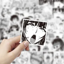 Hentai Waifu – autocollants de personnage de dessin animé, Avatar, noir et blanc, pour Skateboard, vélo, guitare, téléphone, 10/30/50 pièces 