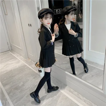 

5-10 year old girl baby spring and autumn suit suit new children's spring and autumn dress net red girl Korean suit dress coat
