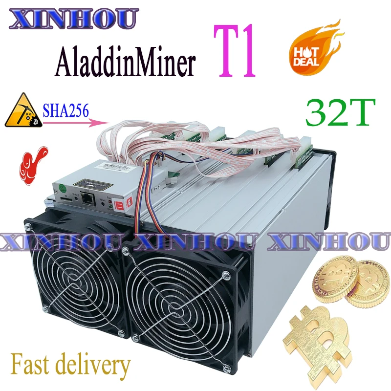 Б/у AladdinMiner T1 32T SHA256 без блока питания Биткоин BTC BCH Майнер лучше чем antminer S9 S15 S17 T17 Z11
