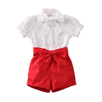 

1-6Y Toddler Kids Baby Girls Clothes Sets Short Sleeve Lace Top Pants Shorts Clothes Sets Outfits Sunsuit