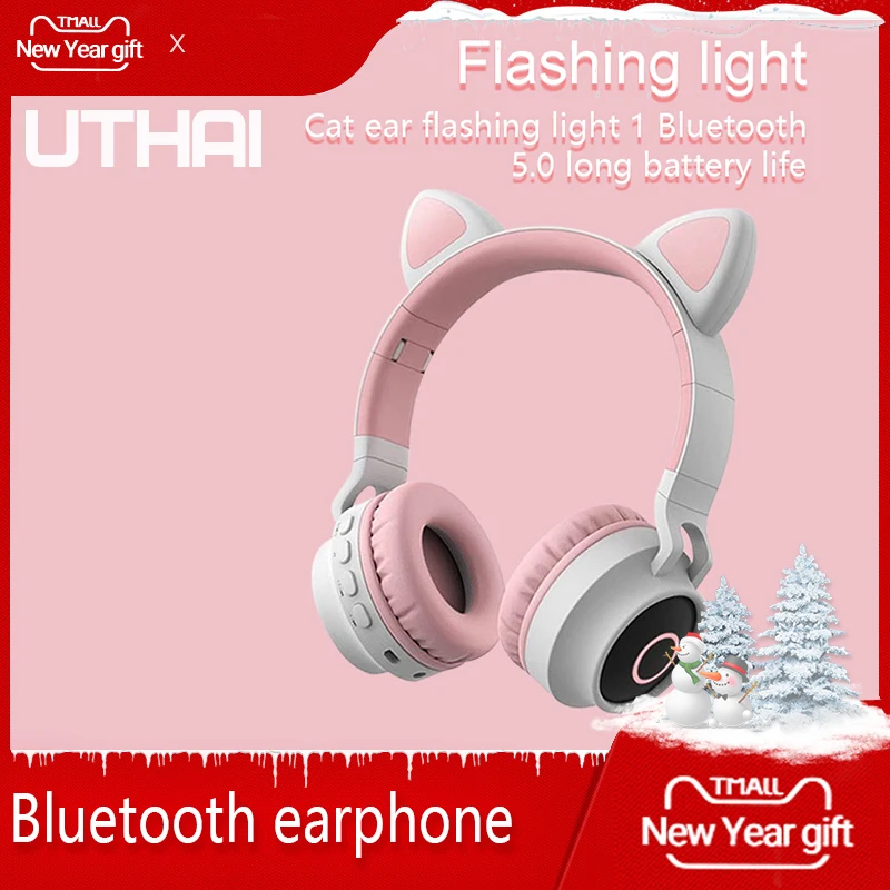 

UTHAI D37 TWS Portable Wireless Bluetooth Earphone 5.0 Stereo Cat Ear Wireless Earphone for Android / los / Windows Earphones