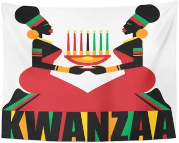 

Black Africa Kwanzaa Celebration Green African Candle Tapestry Home Decor Wall Hanging for Living Room Bedroom Dorm 60x80 Inches