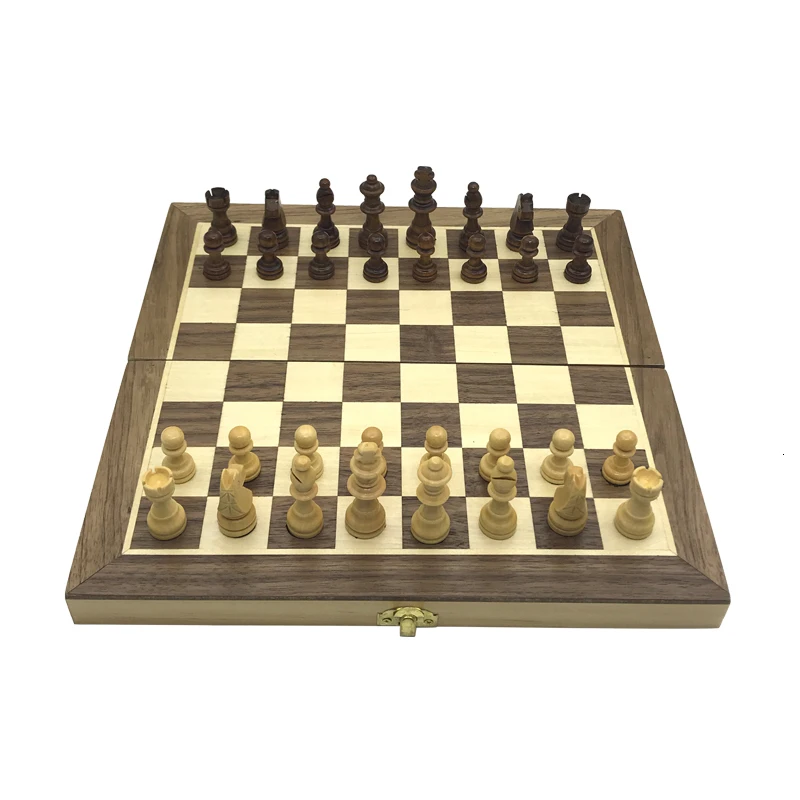 New Magnetic Chess Wooden Wooden Checker Board Solid Wood Pieces Folding Chess Board High-end Puzzle Game Yernea