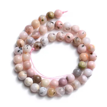 

Genuine Natural Peru Pink Opal Stone Beads 6/8/10/12mm Round Loose Real Gem Stone Beads For DIY Jewelry Making Strand 15''